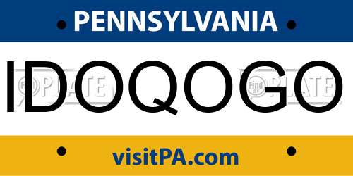 IDOQOGO Pennsylvania License Plate