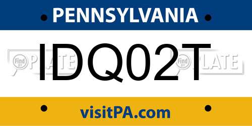 IDQ02T Pennsylvania License Plate