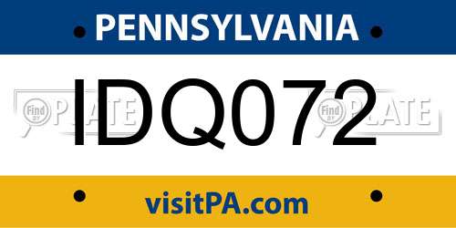 IDQ072 Pennsylvania License Plate