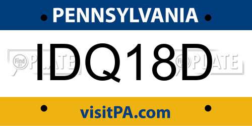IDQ18D Pennsylvania License Plate