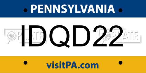 IDQD22 Pennsylvania License Plate