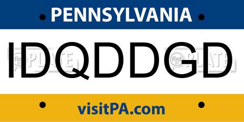 IDQDDGD Pennsylvania License Plate