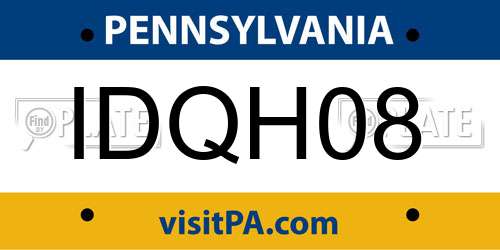 IDQH08 Pennsylvania License Plate