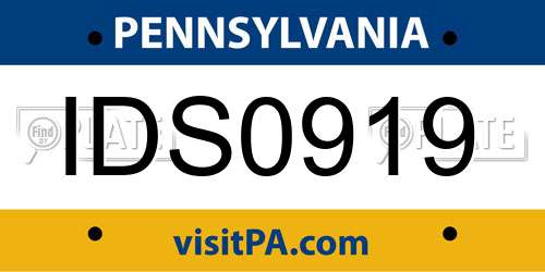 IDS0919 Pennsylvania License Plate