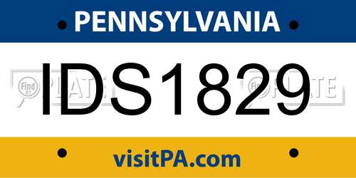 IDS1829 Pennsylvania License Plate