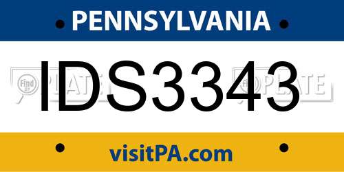 IDS3343 Pennsylvania License Plate