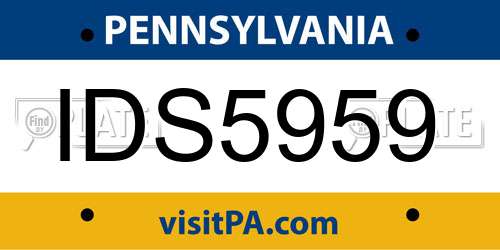 IDS5959 Pennsylvania License Plate