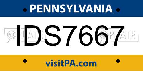 IDS7667 Pennsylvania License Plate
