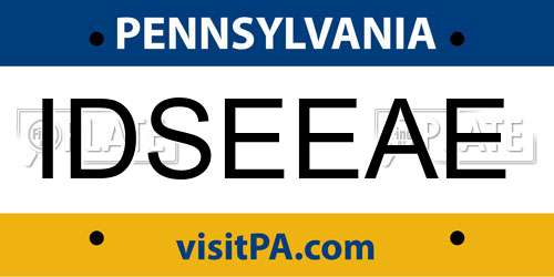 IDSEEAE Pennsylvania License Plate