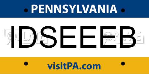 IDSEEEB Pennsylvania License Plate
