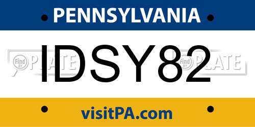 IDSY82 Pennsylvania License Plate