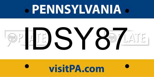 IDSY87 Pennsylvania License Plate