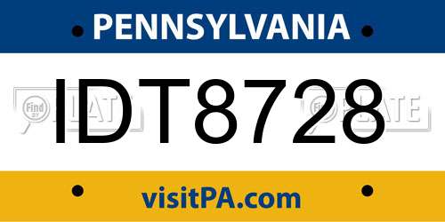 IDT8728 Pennsylvania License Plate