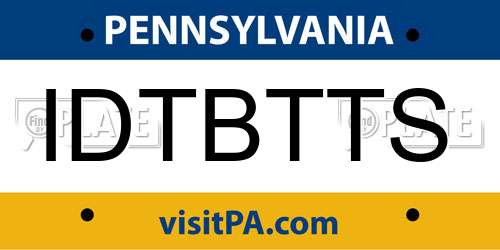 IDTBTTS Pennsylvania License Plate