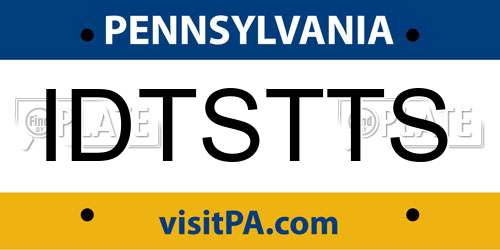 IDTSTTS Pennsylvania License Plate