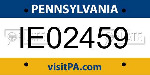 IE02459 Pennsylvania License Plate
