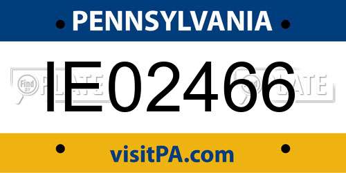 IE02466 Pennsylvania License Plate