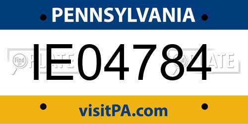 IE04784 Pennsylvania License Plate