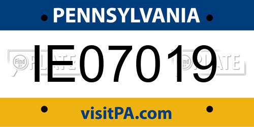 IE07019 Pennsylvania License Plate