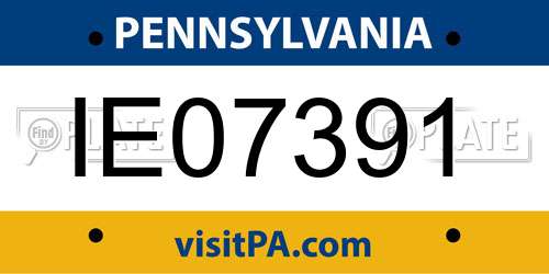 IE07391 Pennsylvania License Plate
