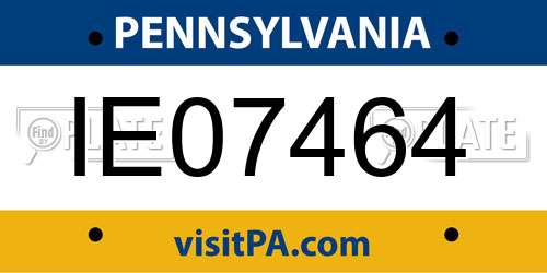 IE07464 Pennsylvania License Plate