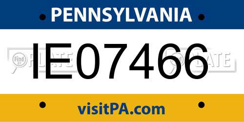 IE07466 Pennsylvania License Plate