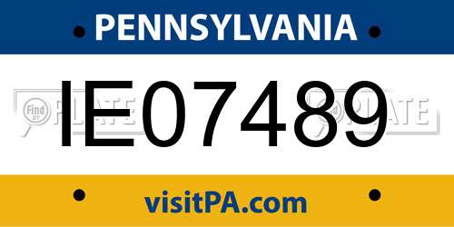IE07489 Pennsylvania License Plate