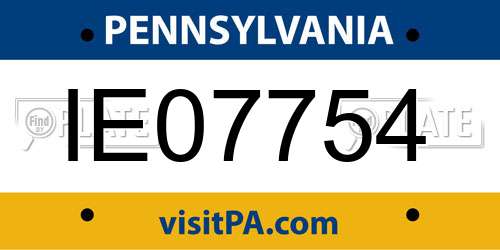 IE07754 Pennsylvania License Plate