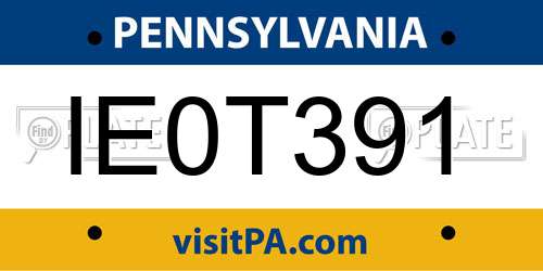 IE0T391 Pennsylvania License Plate