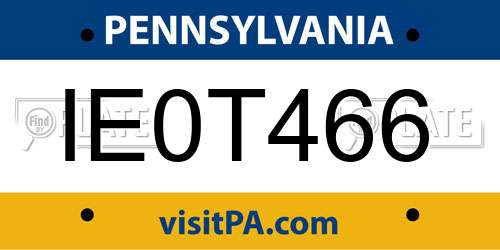 IE0T466 Pennsylvania License Plate