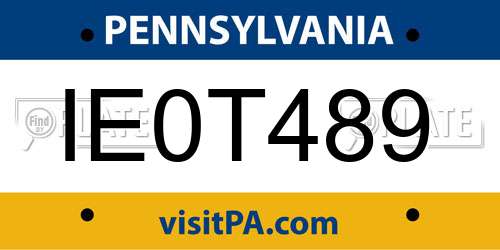 IE0T489 Pennsylvania License Plate