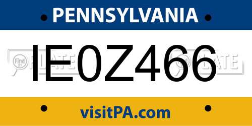 IE0Z466 Pennsylvania License Plate