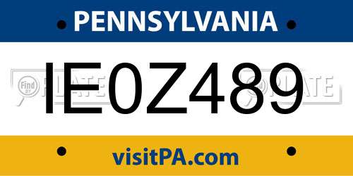 IE0Z489 Pennsylvania License Plate