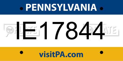 IE17844 Pennsylvania License Plate