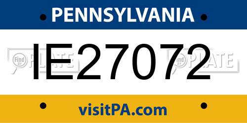 IE27072 Pennsylvania License Plate