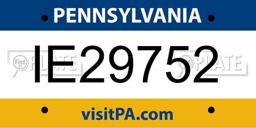 IE29752 Pennsylvania License Plate