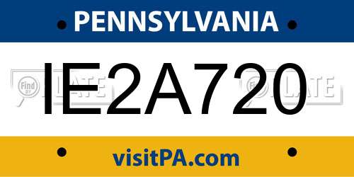 IE2A720 Pennsylvania License Plate