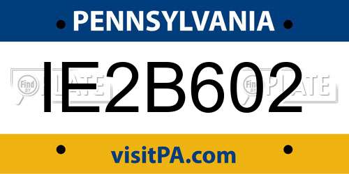 IE2B602 Pennsylvania License Plate