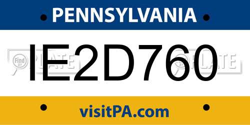 IE2D760 Pennsylvania License Plate