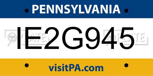 IE2G945 Pennsylvania License Plate