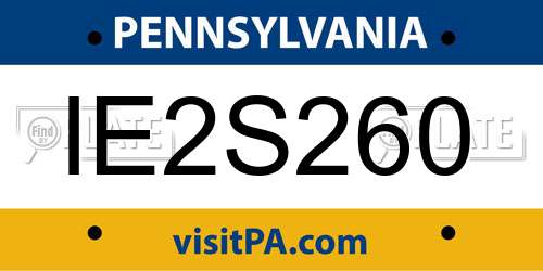 IE2S260 Pennsylvania License Plate