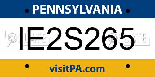 IE2S265 Pennsylvania License Plate