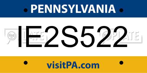 IE2S522 Pennsylvania License Plate