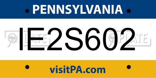 IE2S602 Pennsylvania License Plate