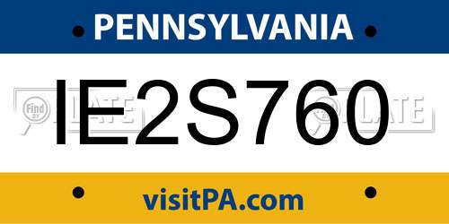IE2S760 Pennsylvania License Plate