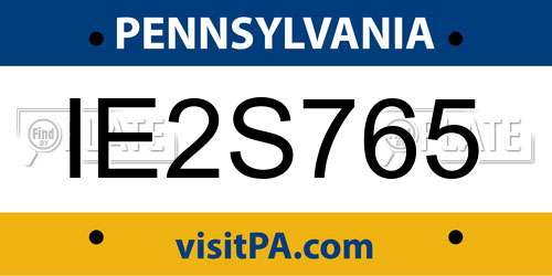 IE2S765 Pennsylvania License Plate