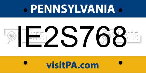 IE2S768 Pennsylvania License Plate