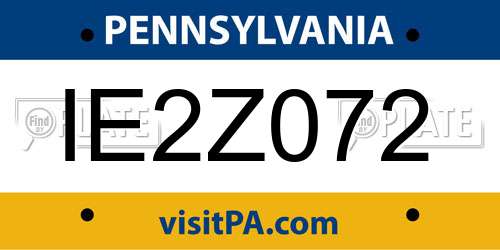 IE2Z072 Pennsylvania License Plate
