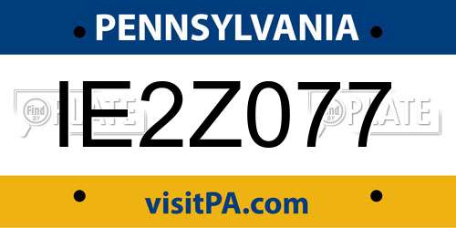 IE2Z077 Pennsylvania License Plate