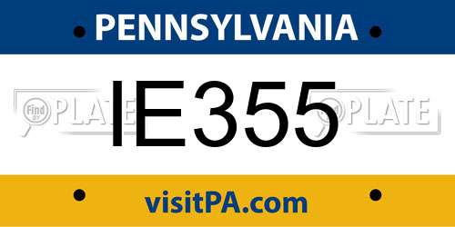 IE355 Pennsylvania License Plate